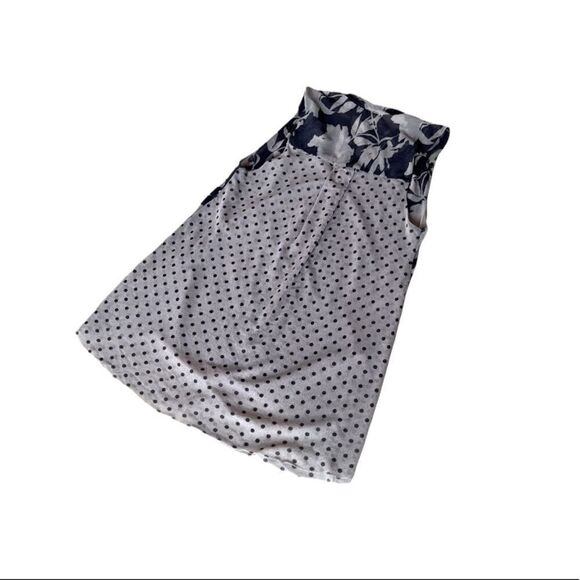 BLACK LABEL SAKS FIFTH AVENUE - Sheer Nylon Floral/Polka Dot Top (S) in Brown - Picture 6 of 6